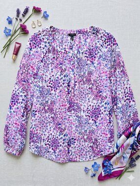 Talbots Pink Floral Long-Sleeve Blouse